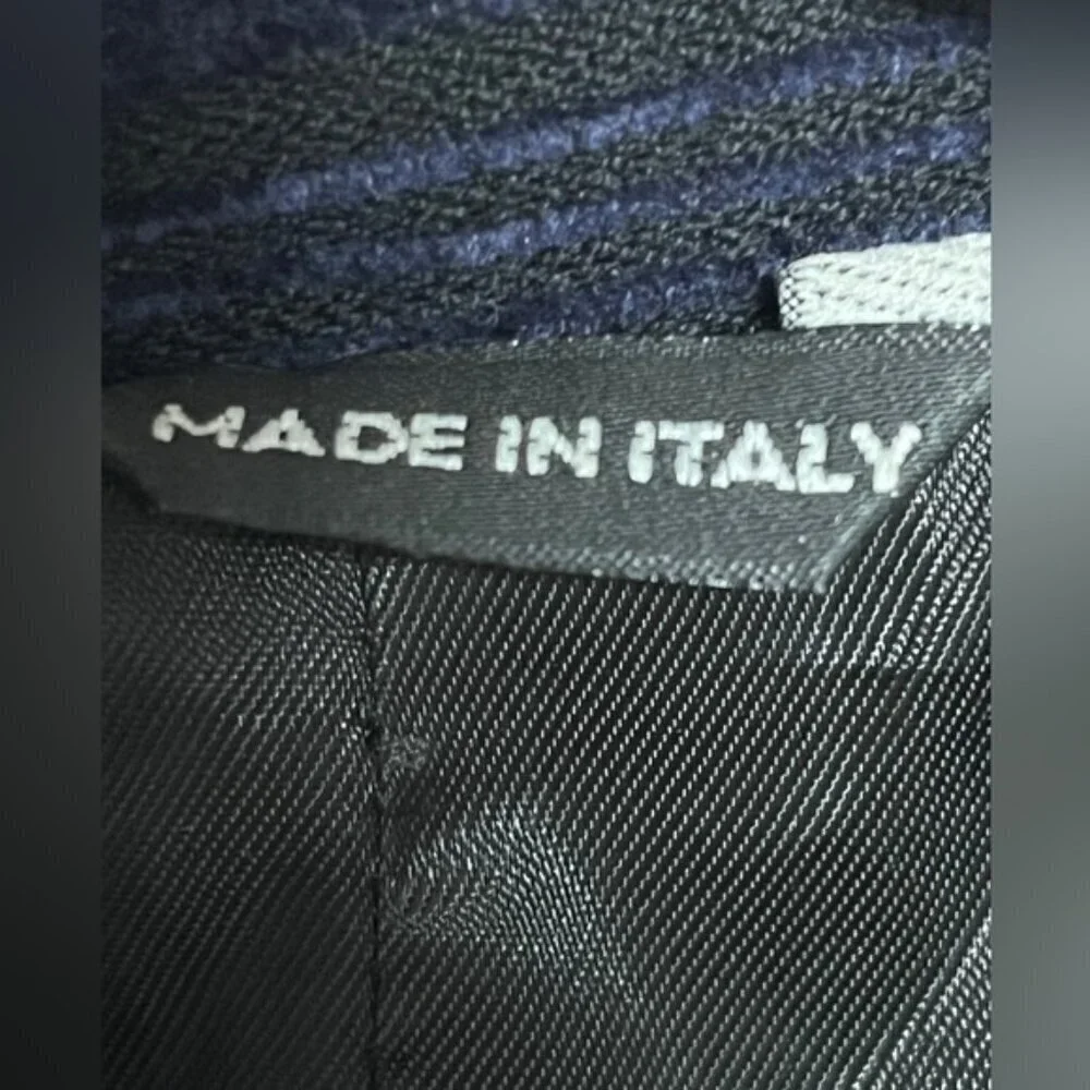 Sfarzo Milano Made in Italy Textured Wool-Blend Blazer - Navy & Black - Size 50